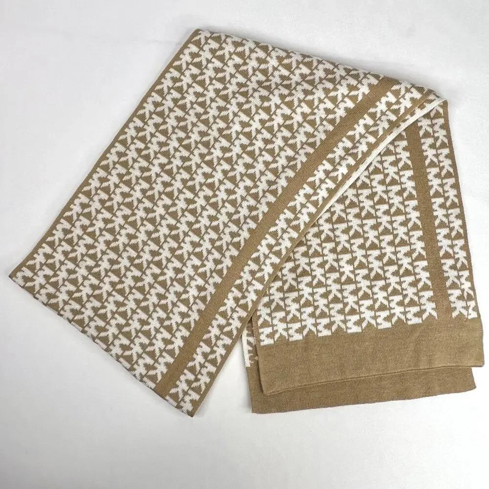 Michael Michael Kors Tan & White Logo Scarf